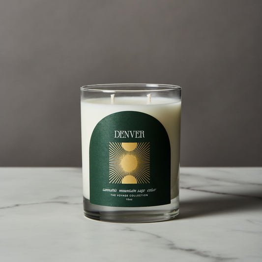 large Denver candle in glass jar