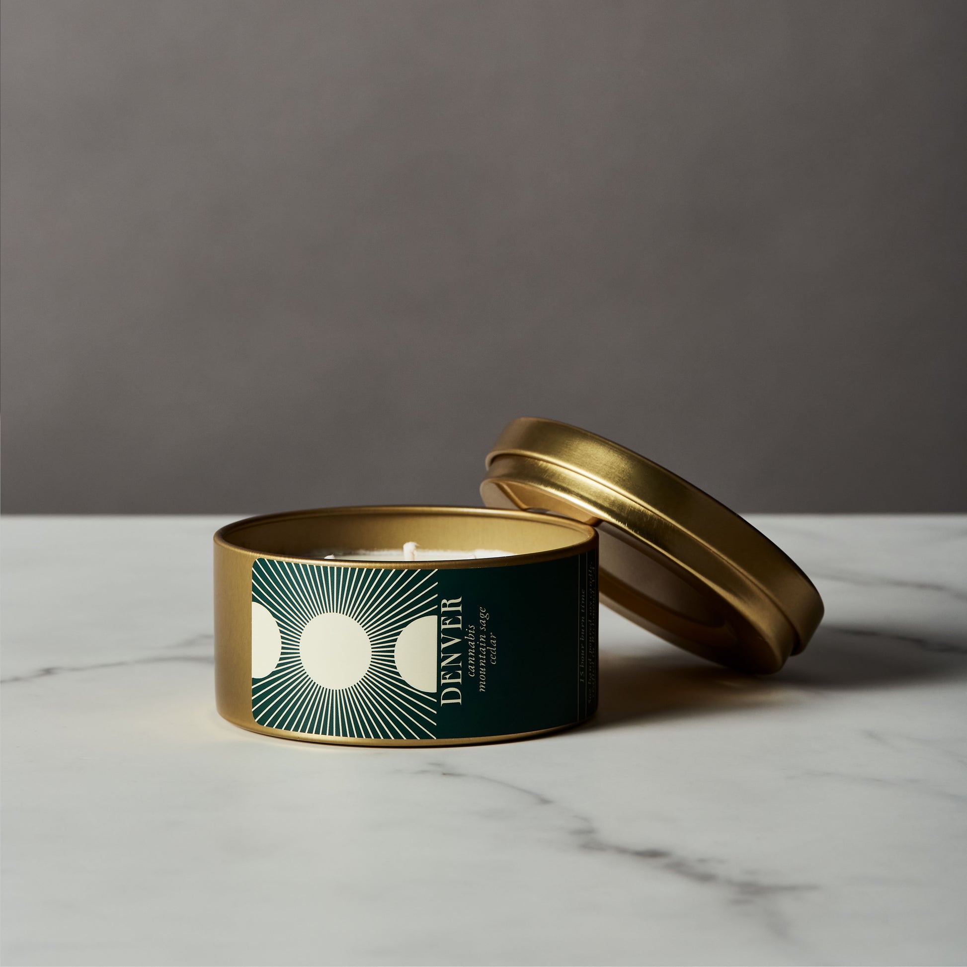 travel candle in gold tin