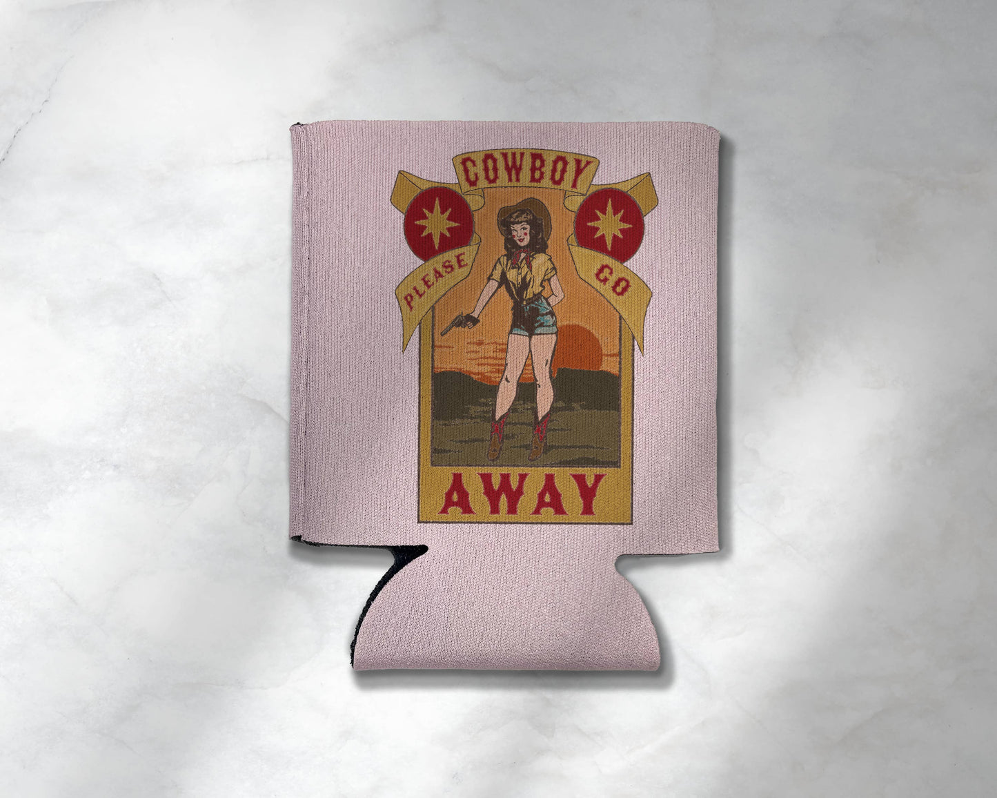 "Cowboy Please Go Away" Koozie