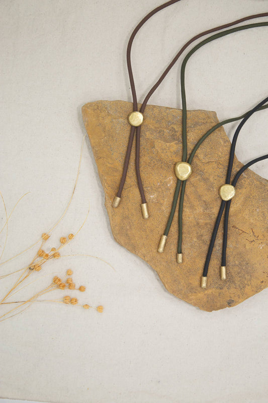 Bolo Tie Black and Brass