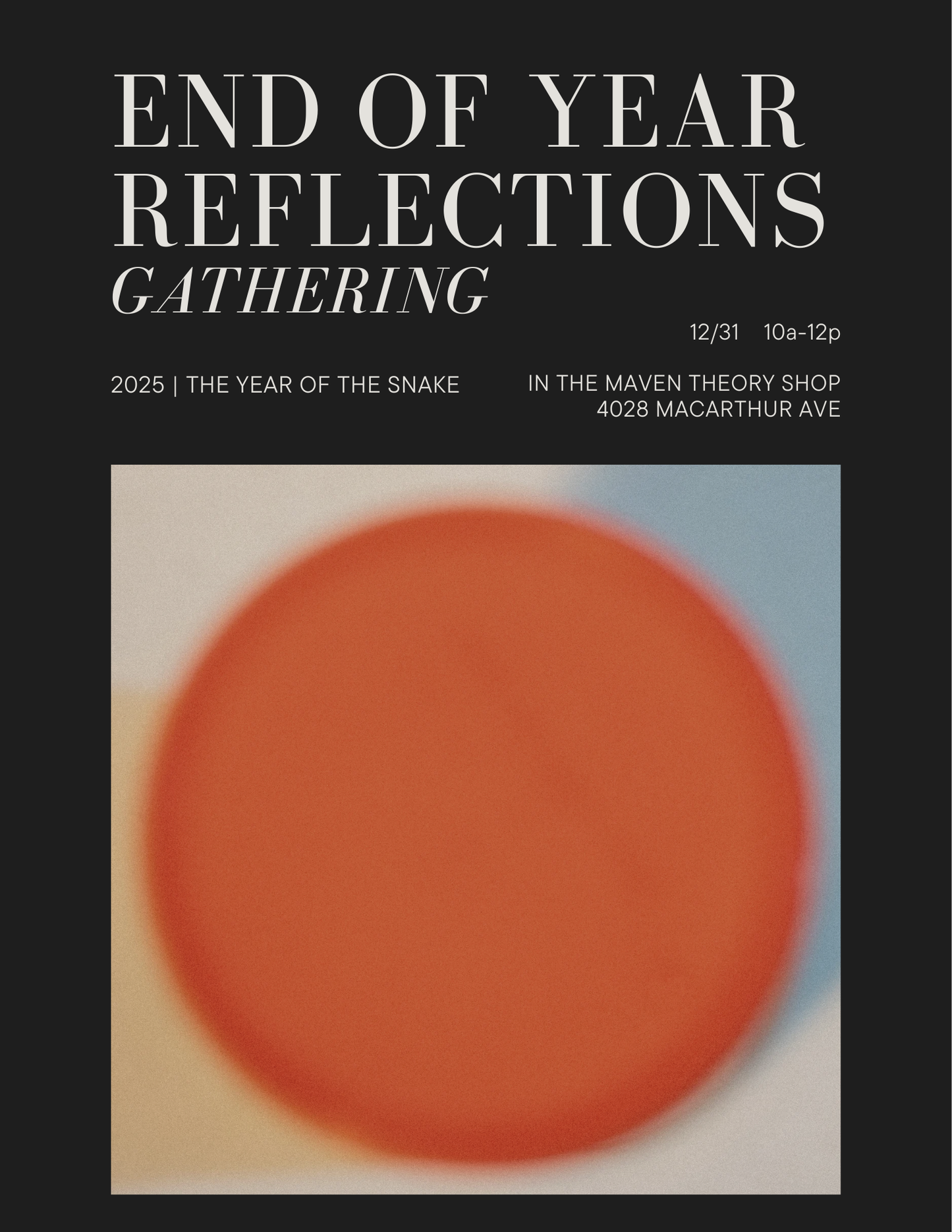 End of Year Reflections Workbook Gathering  | December 31 10-12p
